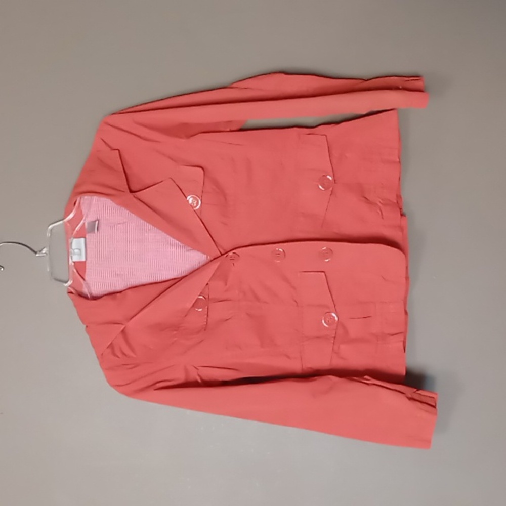 Chico's Coral 4 Pocket Jacket w Big Buttons Size 1 (S)